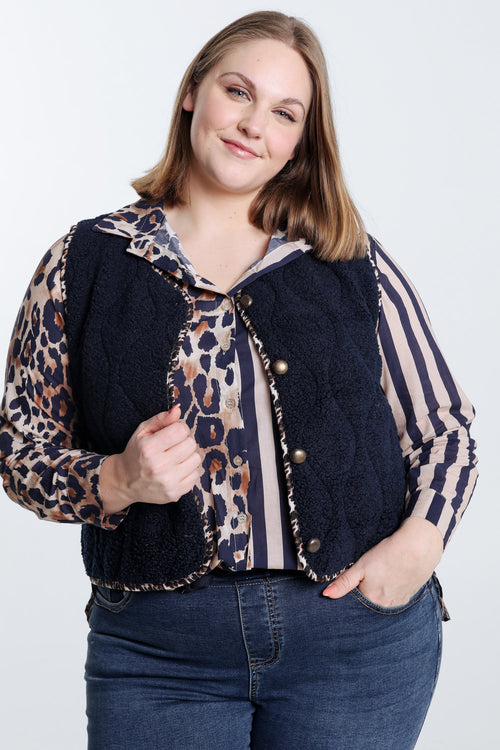 Gilet maille bouclette uni-Paprika-1