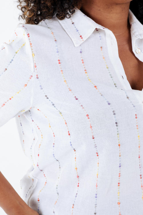 Chemise en gaze de coton rayures multicolores-Paprika-3