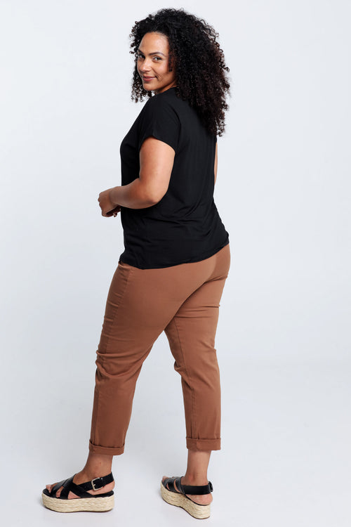 T-shirt uni en viscose-Paprika-2