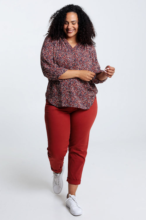 Blouse imprimé peau de bête en viscose-Paprika-8