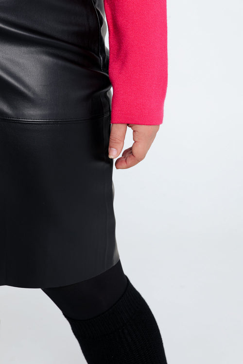 Jupe courte en faux cuir unie-Paprika-6