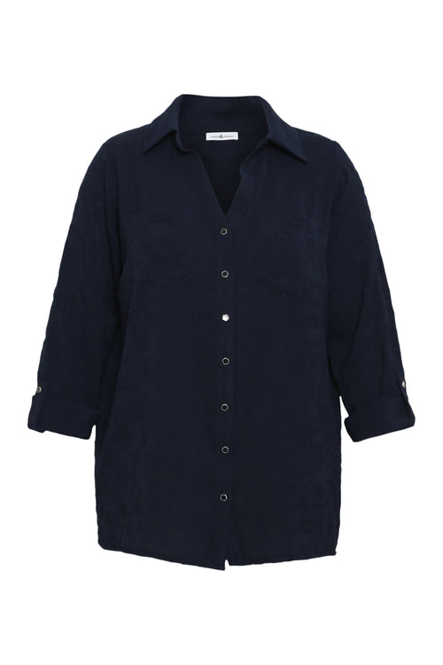 Chemise unie avec motif fleurs en relief-Paprika-9