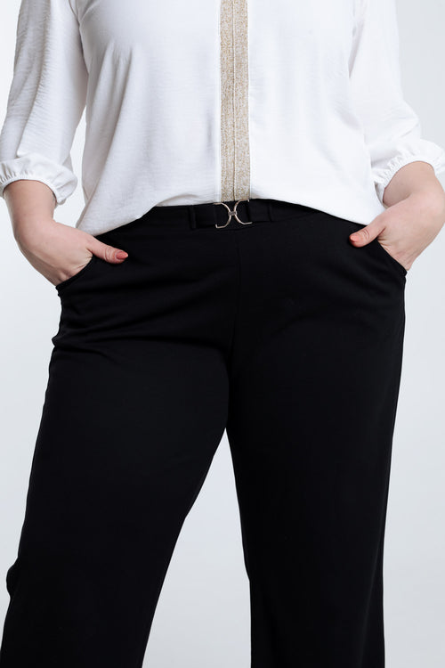 Pantalon large uni avec boucle dorée-Paprika-6