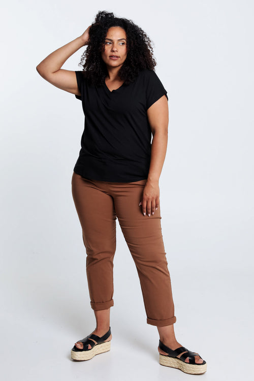T-shirt uni en viscose-Paprika-9