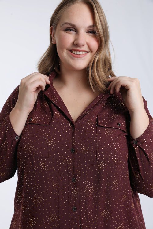 Chemisier en viscose à pois avec détail foil-Paprika-3