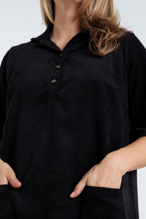 Robe courte unie en velours-Paprika-5