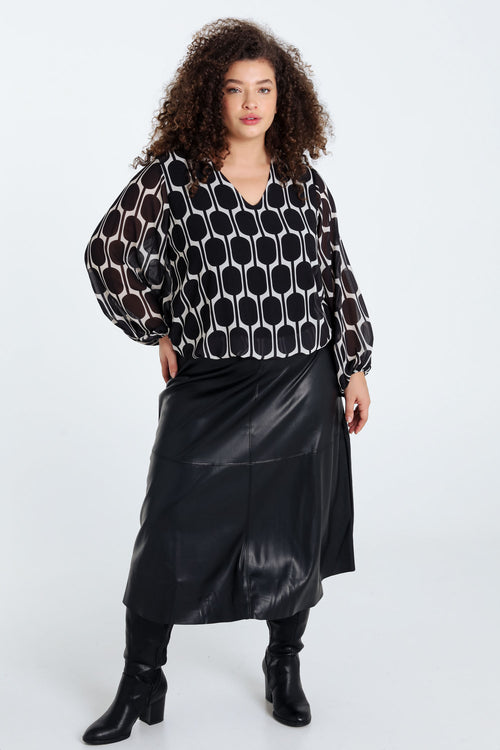 Blouse imprimé graphique-Paprika-7