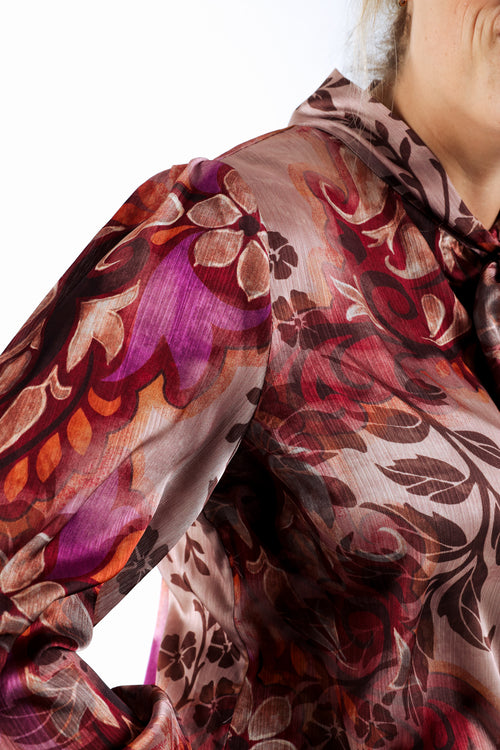 Chemise lavallière imprimé cachemire flou-Paprika-5