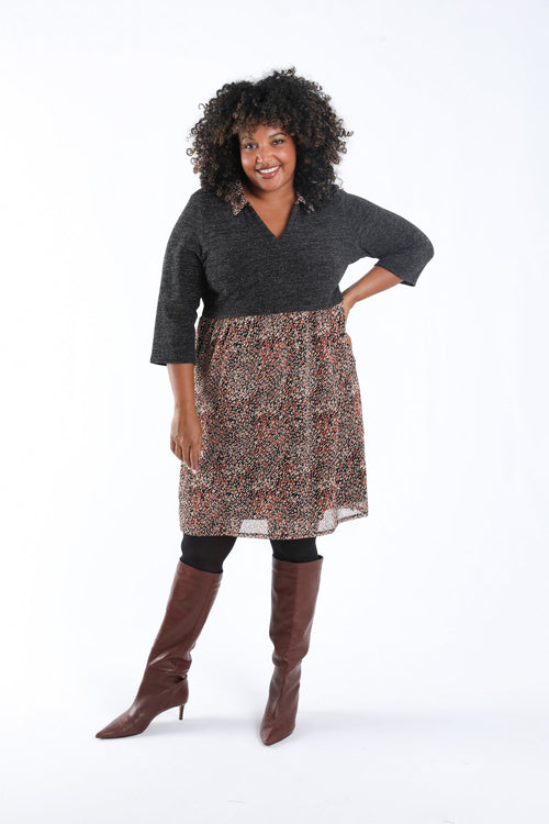 Robe 2 en 1 imprimé graphique-Paprika-1