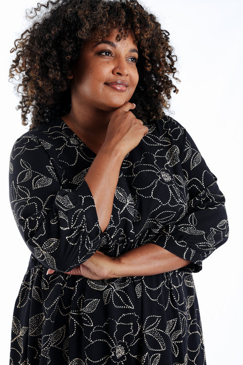 Robe courte en viscose imprimé fleuri-Paprika-4