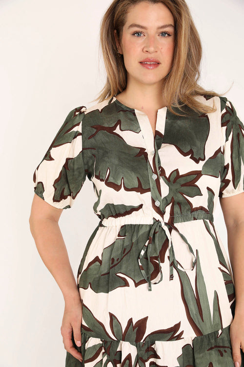 Robe en viscose imprimé feuilles-Paprika-5