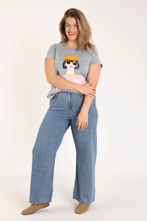 T-shirt en coton imprimé femme-Paprika-7