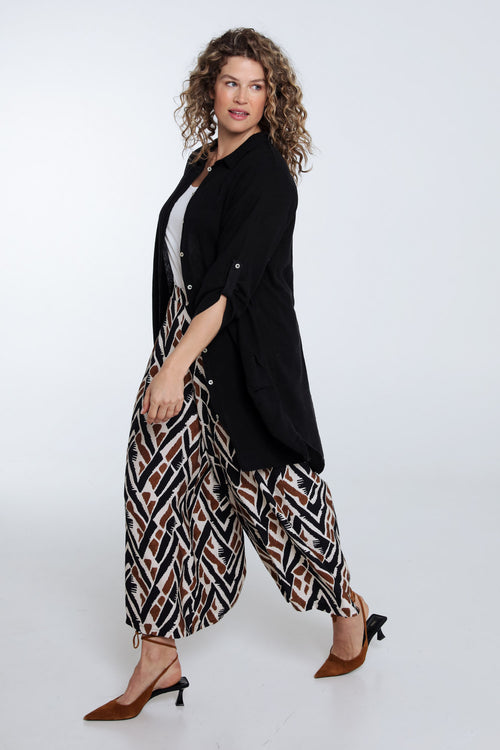 Chemise longue en lin et viscose unie-Paprika-9