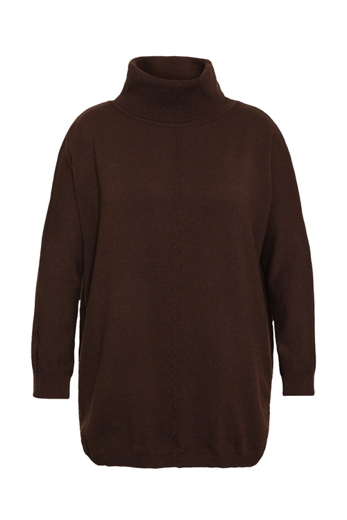 Pull tunique col roulé uni-Paprika-8