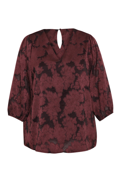 Blouse effet dentelle dessin floral-Paprika-7