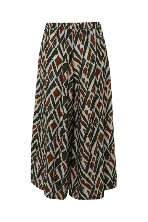 Pantalon large en viscose imprimé ethnique-Paprika-11