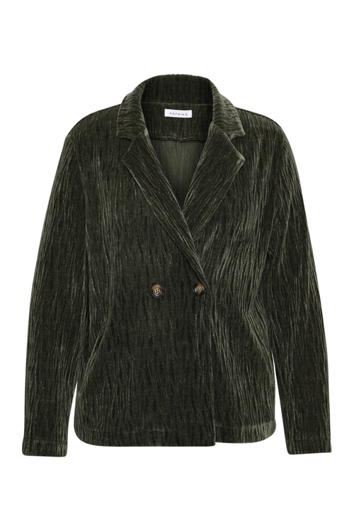 Blazer uni en velours plissé-Paprika-9