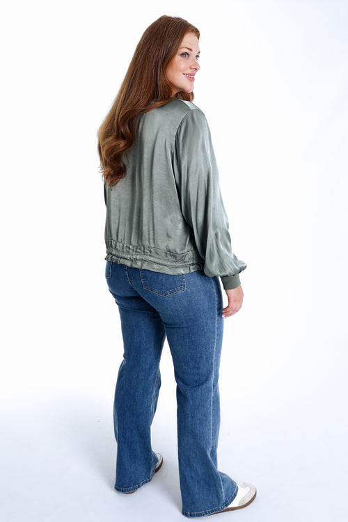 Bomber uni en viscose effet satin-Paprika-2