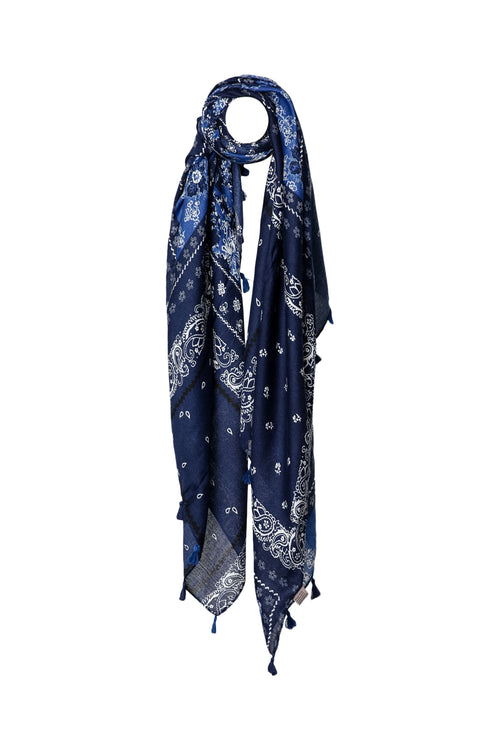 Foulard en viscose et coton imprimé bandana-Paprika-1