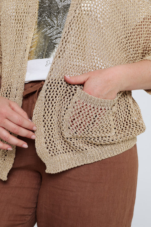 Gilet ajouré uni en viscose-Paprika-6