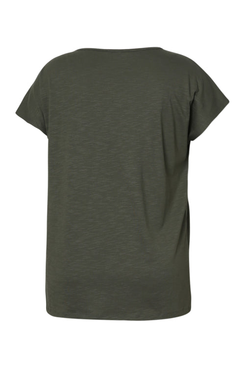 T-shirt en coton uni Enjoy en sequins-Paprika-11
