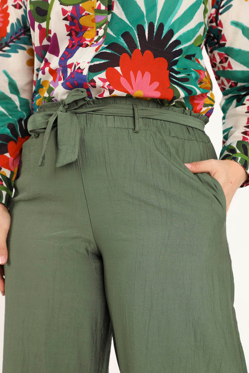 Pantalon large en viscose uni effet plissé-Paprika-2