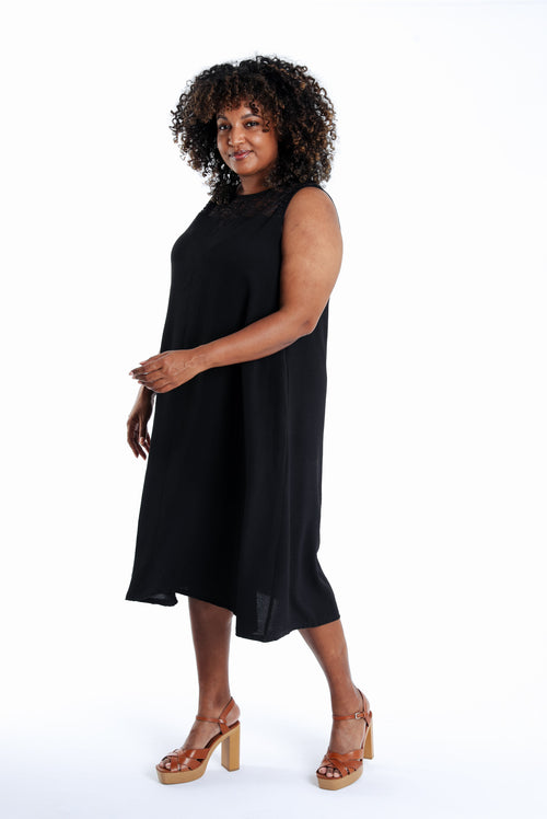 Robe longue unie avec dentelle-Paprika-9