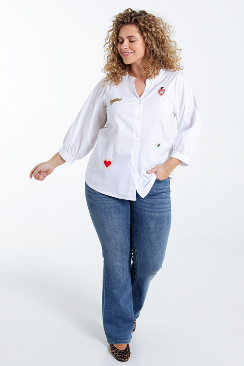 Chemise en coton unie avec écussons-Paprika-8
