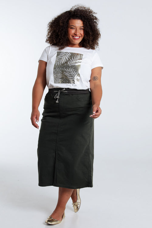Jupe en coton unie détail lurex-Paprika-7