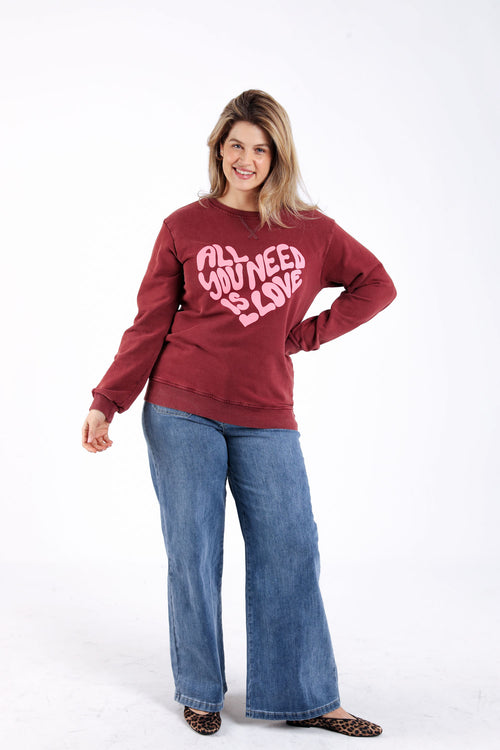 Sweat coeur avec message-Paprika-7