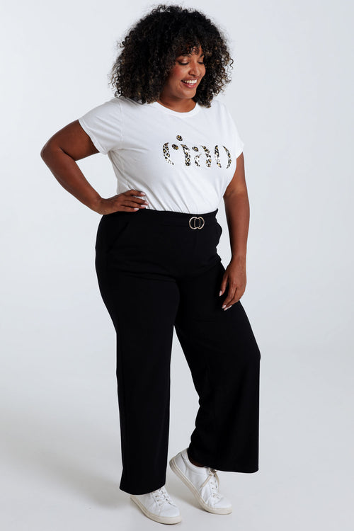 Pantalon droit avec boucle dorée-Paprika-8