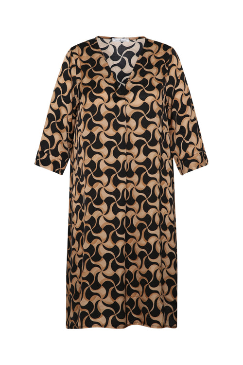 Robe en viscose imprimé graphique-Paprika-9