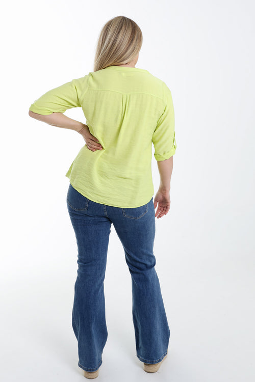 Blouse en viscose uni-Paprika-2