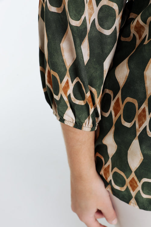 Blouse en viscose imprimé graphique-Paprika-5