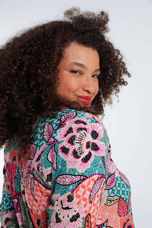 Blouse en viscose imprimé floral-Paprika-3