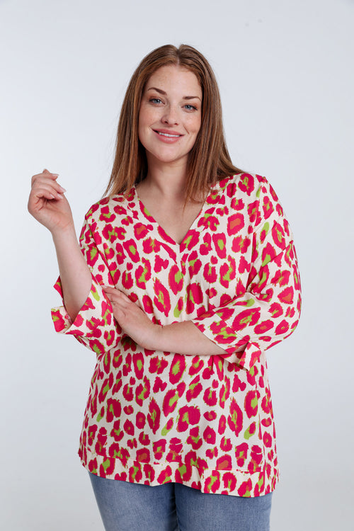 Blouse en viscose imprimé peau de bête-Paprika-1