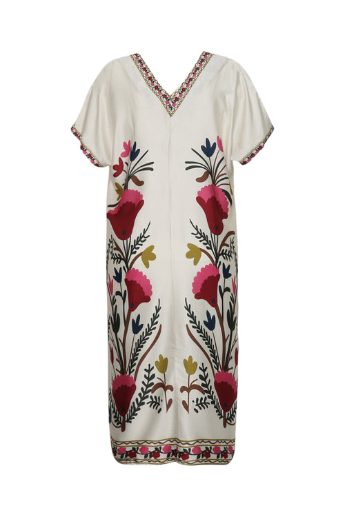 Robe en viscose imprimé folk-Paprika-11