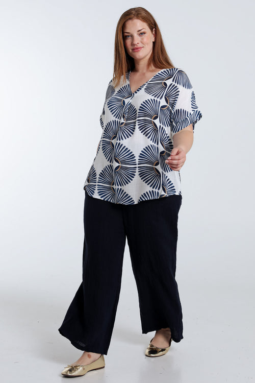 Blouse en viscose imprimé graphique bicolore-Paprika-9