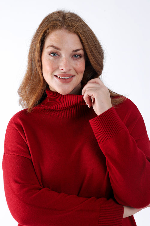 Robe pull unie-Paprika-2