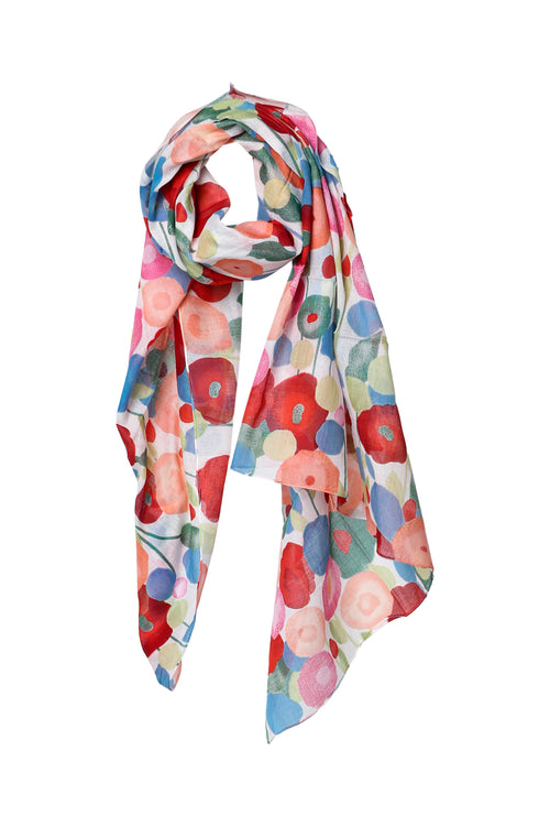 Foulard en coton imprimé pivoines-Paprika-1