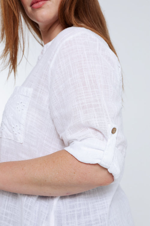 Blouse en gaze de coton unie-Paprika-5