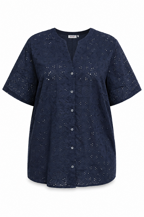 Blouse unie coton dentelle dos-Paprika-1