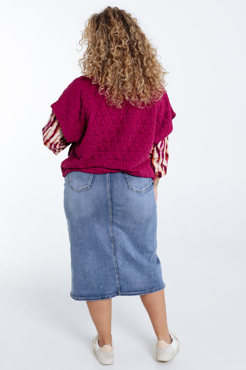 Veste kimono matelassée unie-Paprika-2