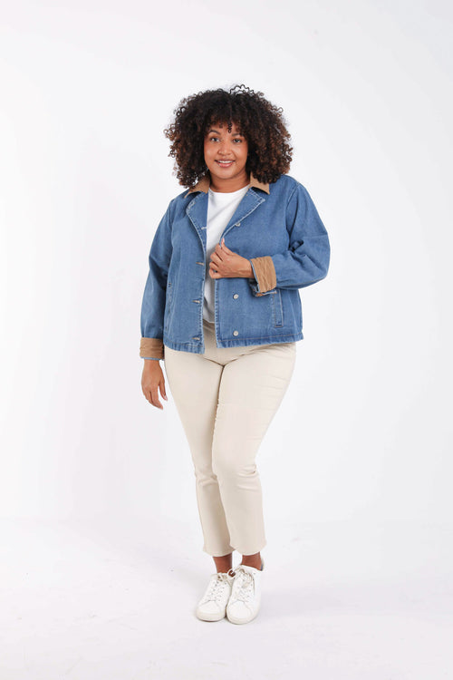 Veste en jeans avec velours-Paprika-7