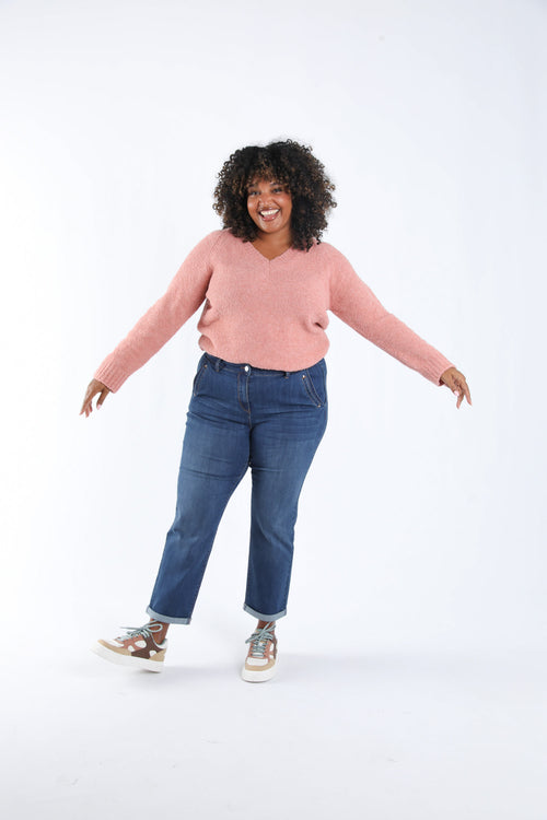 Pull maille bouclette uni-Paprika-7