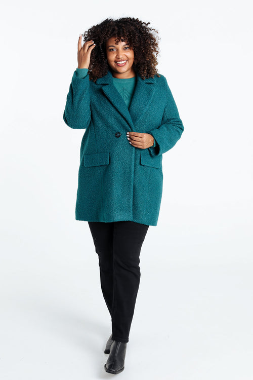 Manteau mi-long uni maille bouclette-Paprika-7