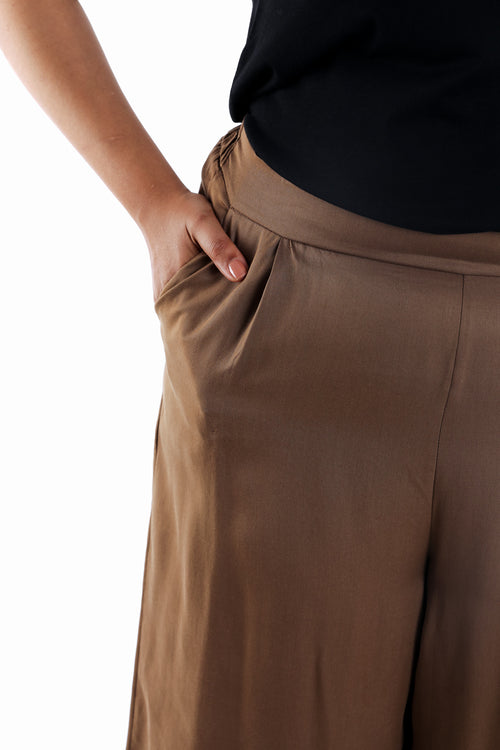 Pantalon tencel jambes larges uni-Paprika-5