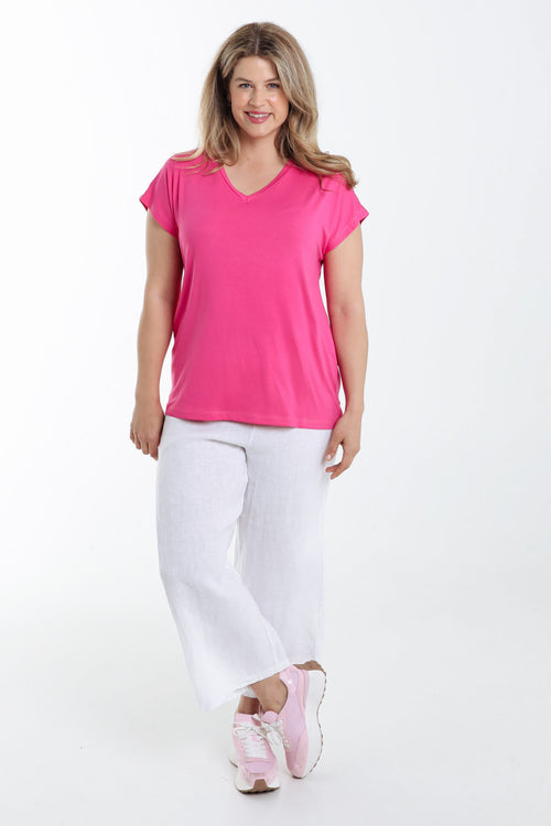 T-shirt uni en viscose-Paprika-8
