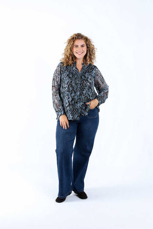 Blouse imprimé serpent avec lurex-Paprika-6