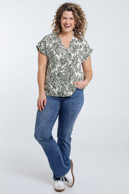 Blouse imprimé feuillage-Paprika-7